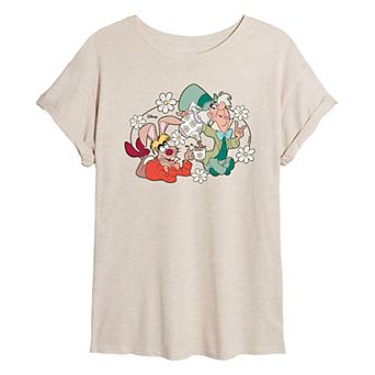 Disney's Alice In Wonderland Mad Hatter & Hare Juniors' Oversized Tee
