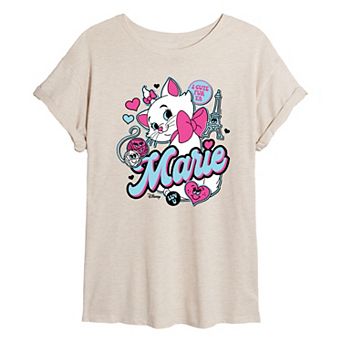 Disney's The Aristocats Marie Juniors' Retro Stickers Oversized Tee
