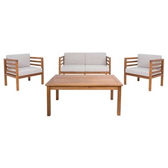 Safavieh Kinnell Patio Loveseat, Coffee Table & Chairs 4 pc Outdoor Living Set