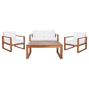 Safavieh Emiko Patio Loveseat, Coffee Table & Chairs 4 pc Outdoor Living Set