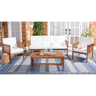 Safavieh Finnick Patio Loveseat, Coffee Table & Chairs 4-piece Outdoor Living Set