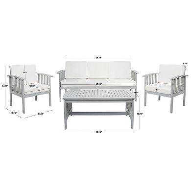 Safavieh Finnick Patio Loveseat, Coffee Table & Chairs 4-piece Outdoor Living Set