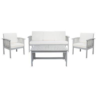 Safavieh Finnick Patio Loveseat, Coffee Table & Chairs 4-piece Outdoor Living Set
