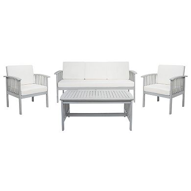 Safavieh Finnick Patio Loveseat, Coffee Table & Chairs 4-piece Outdoor Living Set