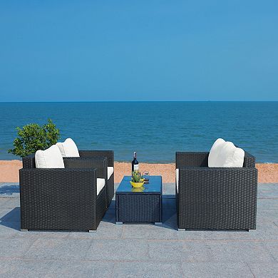 Safavieh Machie Patio Loveseat, Coffee Table & Chairs 4-piece Outdoor Living Set