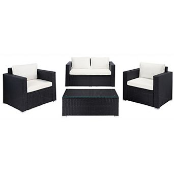 Safavieh Machie Patio Loveseat, Coffee Table & Chairs 4 pc Outdoor Living Set