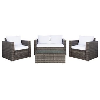 Safavieh Machie Patio Loveseat, Coffee Table & Chairs 4 pc Outdoor Living Set