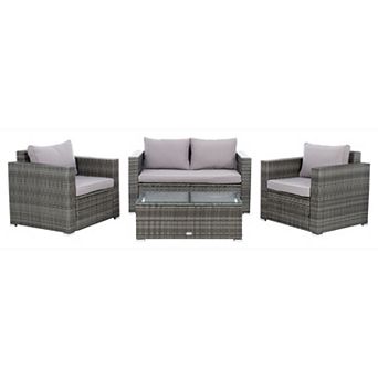 Safavieh Machie Patio Loveseat, Coffee Table & Chairs 4 pc Outdoor Living Set