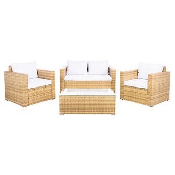 Safavieh Machie Patio Loveseat, Coffee Table & Chairs 4 pc Outdoor Living Set