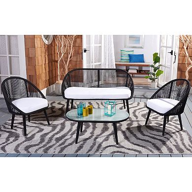 Safavieh Halcott Patio Loveseat, Coffee Table & Chairs 4-piece Outdoor Living Set