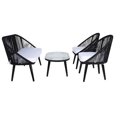 Safavieh Halcott Patio Loveseat, Coffee Table & Chairs 4-piece Outdoor Living Set