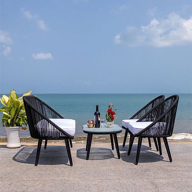 Safavieh Halcott Patio Loveseat, Coffee Table & Chairs 4-piece Outdoor Living Set