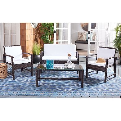 Safavieh Krissy Patio Loveseat, Coffee Table & Chairs 4-piece Outdoor Living Set
