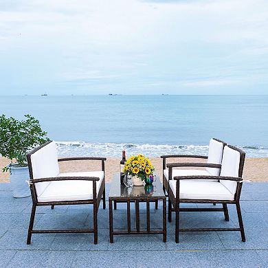 Safavieh Krissy Patio Loveseat, Coffee Table & Chairs 4-piece Outdoor Living Set