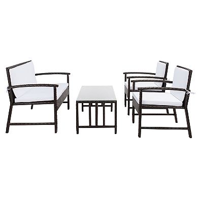 Safavieh Krissy Patio Loveseat, Coffee Table & Chairs 4-piece Outdoor Living Set