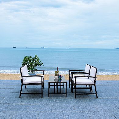 Safavieh Krissy Patio Loveseat, Coffee Table & Chairs 4-piece Outdoor Living Set