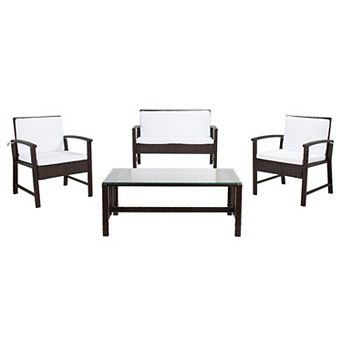 Safavieh Krissy Patio Loveseat, Coffee Table & Chairs 4 pc Outdoor Living Set