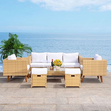 Safavieh Presla Patio Loveseat, Coffee Table, Chairs & Stools 6-piece Outdoor Living Set