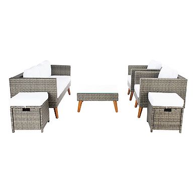 Safavieh Presla Patio Loveseat, Coffee Table, Chairs & Stools 6-piece Outdoor Living Set
