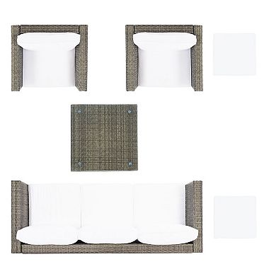 Safavieh Presla Patio Loveseat, Coffee Table, Chairs & Stools 6-piece Outdoor Living Set