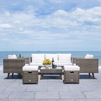 Safavieh Presla Patio Loveseat, Coffee Table, Chairs & Stools 6-piece Outdoor Living Set