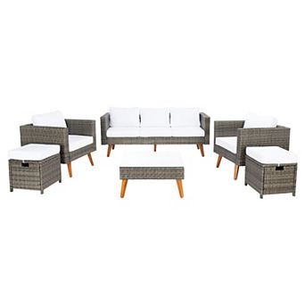 Safavieh Presla Patio Loveseat, Coffee Table, Chairs & Stools 6 pc Outdoor Living Set