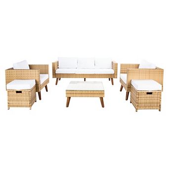 Safavieh Presla Patio Loveseat, Coffee Table, Chairs & Stools 6 pc Outdoor Living Set