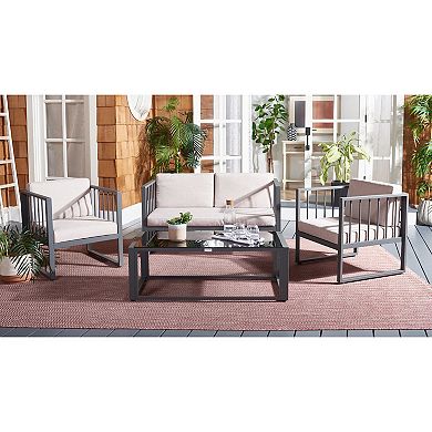 Safavieh Holyoke Patio Loveseat, Coffee Table & Chairs 4-piece Outdoor Living Set