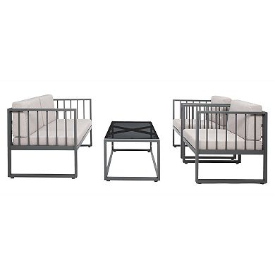 Safavieh Holyoke Patio Loveseat, Coffee Table & Chairs 4-piece Outdoor Living Set