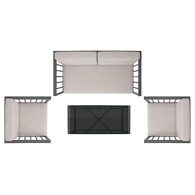 Safavieh Holyoke Patio Loveseat, Coffee Table & Chairs 4-piece Outdoor Living Set