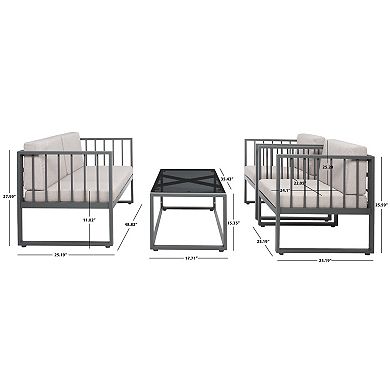 Safavieh Holyoke Patio Loveseat, Coffee Table & Chairs 4-piece Outdoor Living Set