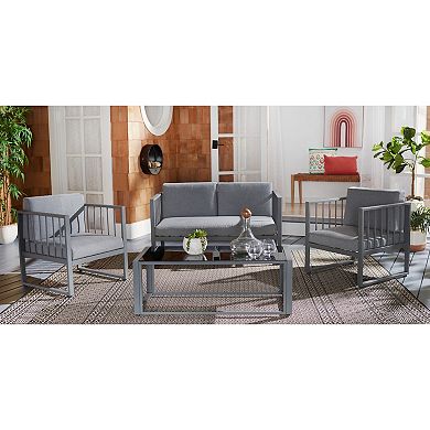 Safavieh Holyoke Patio Loveseat, Coffee Table & Chairs 4-piece Outdoor Living Set