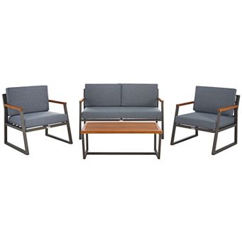 Safavieh Randolph Patio Loveseat, Coffee Table & Chairs 4 pc Outdoor Living Set