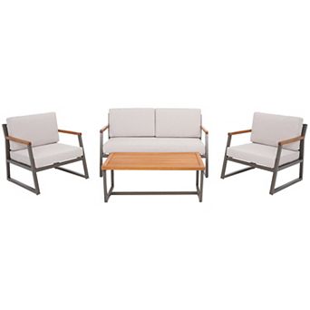 Safavieh Randolph Patio Loveseat, Coffee Table & Chairs 4 pc Outdoor Living Set