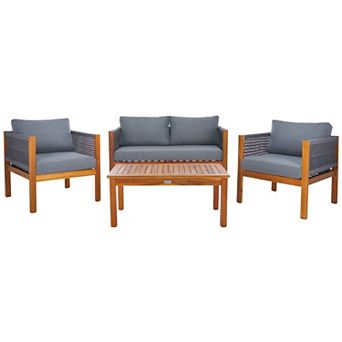 Safavieh Wilson Patio Loveseat, Coffee Table & Chairs 4 pc Outdoor Living Set