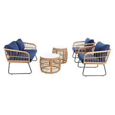 Safavieh Venta Patio Loveseat, Coffee Table, Chairs & End Table 5-piece Outdoor Living Set