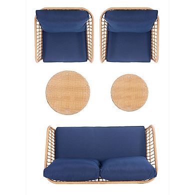 Safavieh Venta Patio Loveseat, Coffee Table, Chairs & End Table 5-piece Outdoor Living Set