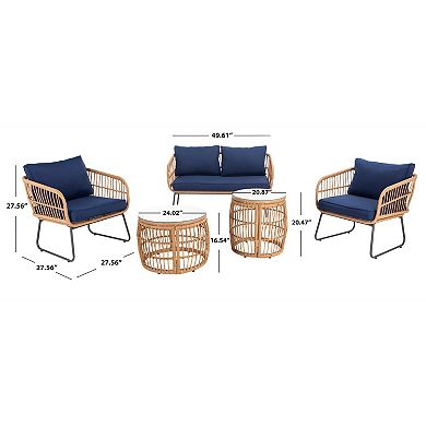 Safavieh Venta Patio Loveseat, Coffee Table, Chairs & End Table 5-piece Outdoor Living Set