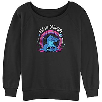 Disney's Lilo & Stitch Juniors' Not So Ordinary Stitch Slouchy Terry Graphic Pullover