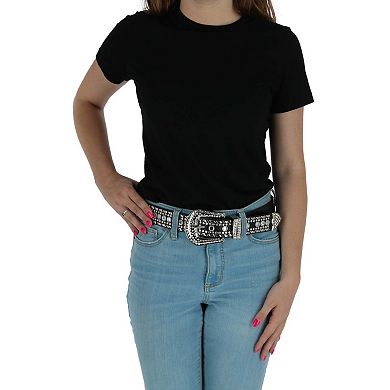 Ctm Women's 1 1/2 Inch Western Rhinestone Belt