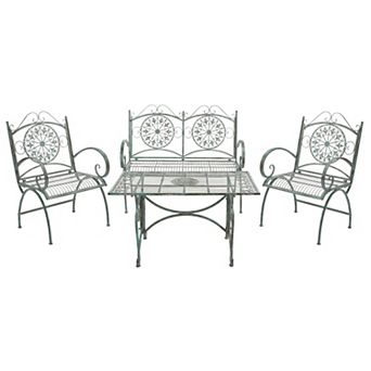 Safavieh Sophie Patio Loveseat, Coffee Table & Chairs 4 pc Outdoor Living Set