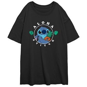 Disney's Lilo & Stitch Juniors' Aloha Stitch Oversized Graphic Tee