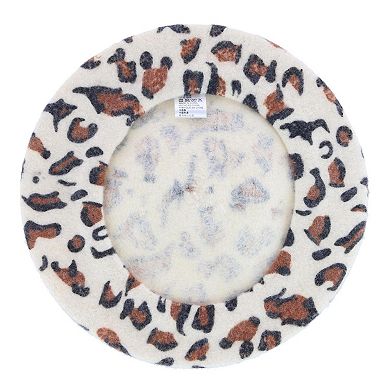 Angela & William Women's French Leopard Print Wool Beret Hat
