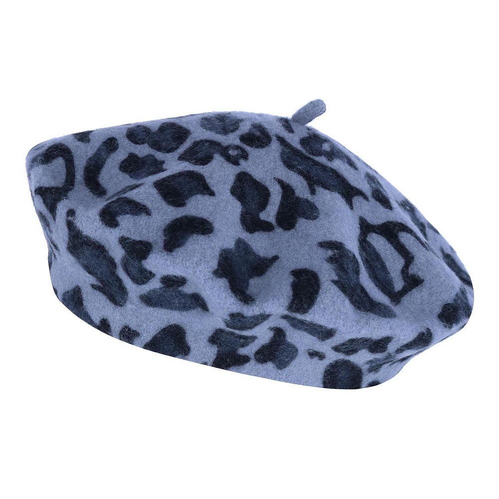 Angela & William Women's French Leopard Print Wool Beret Hat