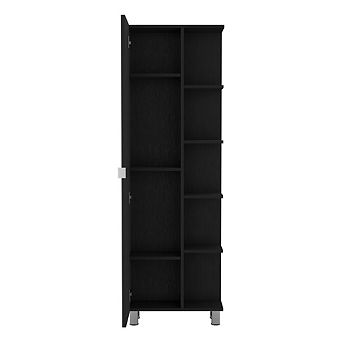 DEPOT E-SHOP Venus Mirror Linen Cabinet, Four Interior Shelves, Black Wengue