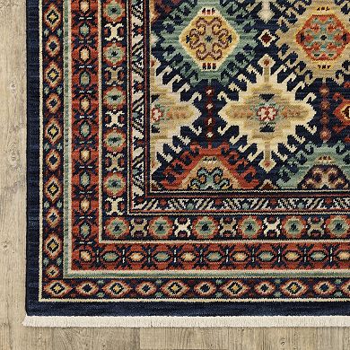 StyleHaven Linwood Bohemian Tribal Fringed Edge Wool Blend Area Rug