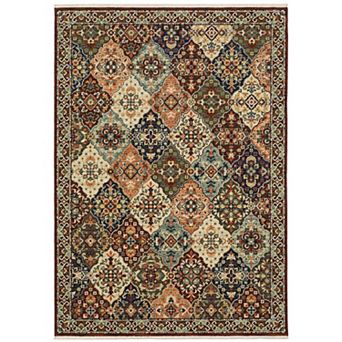 StyleHaven Linwood Bohemian Medallion Fringed Edge Wool Blend Area Rug