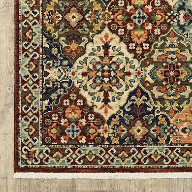 StyleHaven Linwood Bohemian Medallion Fringed Edge Wool Blend Area Rug
