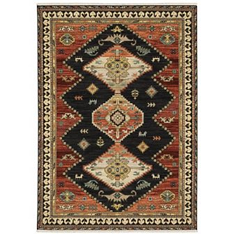 StyleHaven Linwood Tribal Diamond Medallion Fringed Edge Wool Blend Area Rug