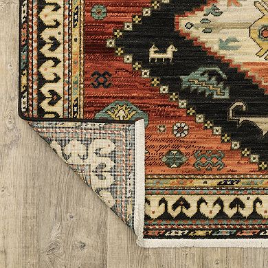 StyleHaven Linwood Tribal Diamond Medallion Fringed Edge Wool Blend Area Rug